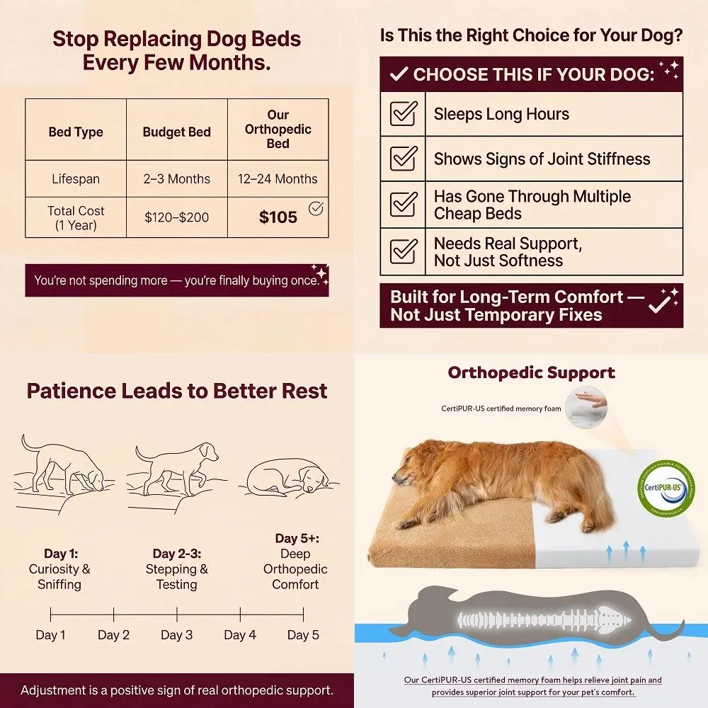 Orthopedic Dog Bed for Extra Large Dogs Memory Foam for Joint Pain amp Arthritis, XL Pet Bed w Washable Removable Cover amp Wat
Orthopedic Dog Bed for Extra Large Dogs Memory Foam for Joint Pain amp Arthritis, XL Pet Bed w Washable Removable Cover amp Wat