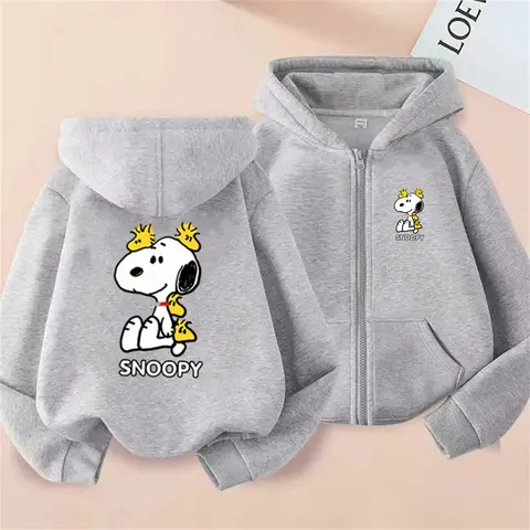 Disney coat Zip Up Hoodie Snoopy cartoon Children Clothes Girl pink Boy Zipper style Baby Casual Sweatshirts Tops 3-12 Year Kids