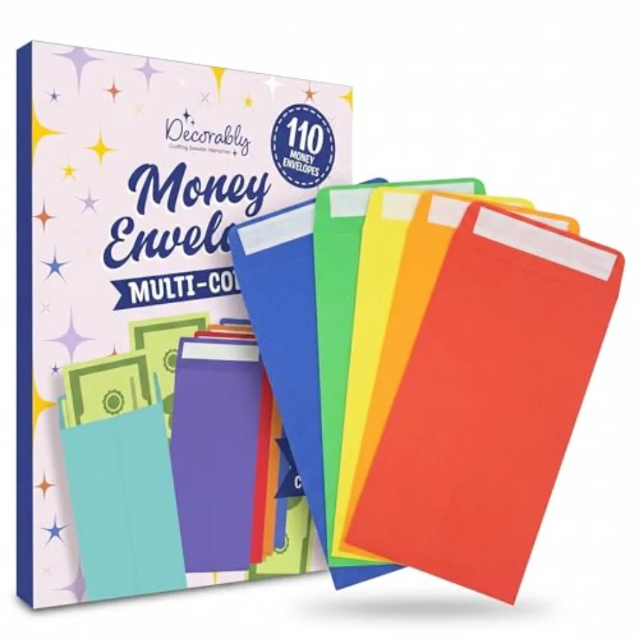 110 Pack Colorful Money Envelopes for Cash, 6.5 x 3.5in with Self-Adhesive, 100GSM thick, Coins, Tip, Gift, Trinkets, Small Ite
110 Pack Colorful Money Envelopes for Cash, 6.5 x 3.5in with Self-Adhesive, 100GSM thick, Coins, Tip, Gift, Trinkets, Small Ite