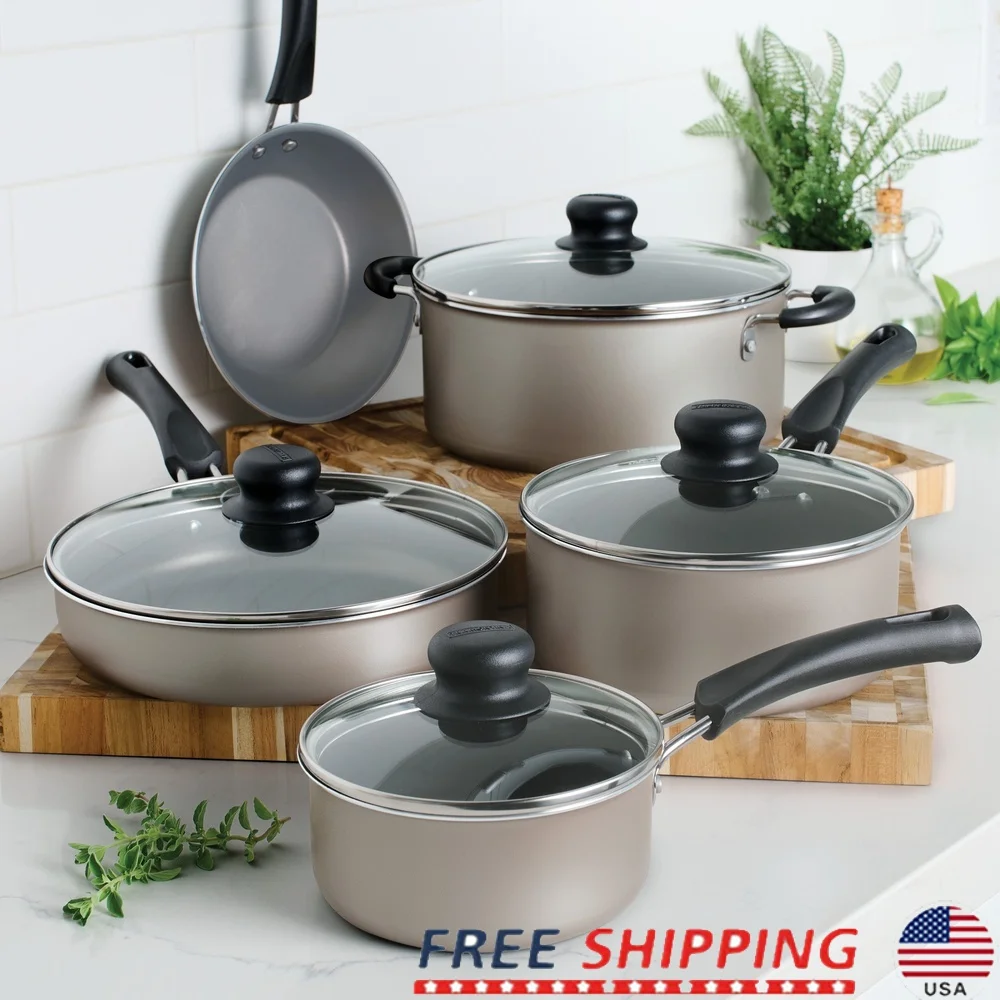 9-Piece Aluminum Ceramic Cookware Set with Tempered Glass Lids Heat Resistant Easy Clean Lightweight Cooking Essentials
9-Piece Aluminum Ceramic Cookware Set with Tempered Glass Lids Heat Resistant Easy Clean Lightweight Cooking Essentials