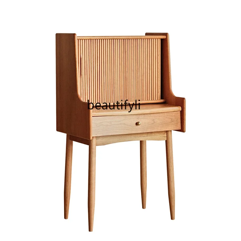 Nordic solid wood dresser cherry wood rolling shutter door makeup table storage with mirror makeup table3286
Nordic solid wood dresser cherry wood rolling shutter door makeup table storage with mirror makeup table3286