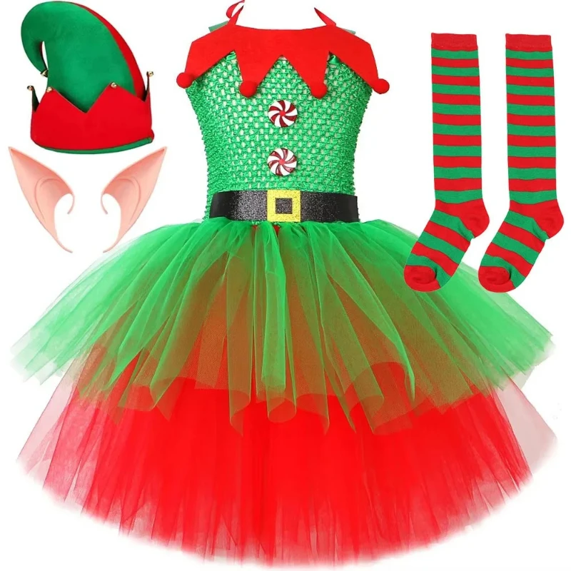 Red Green Christmas Elf Costumes for Girls New Year Outfit Festival Clothes with Hat Socks for Kids Xmas Elves Fairy Dresses
Red Green Christmas Elf Costumes for Girls New Year Outfit Festival Clothes with Hat Socks for Kids Xmas Elves Fairy Dresses