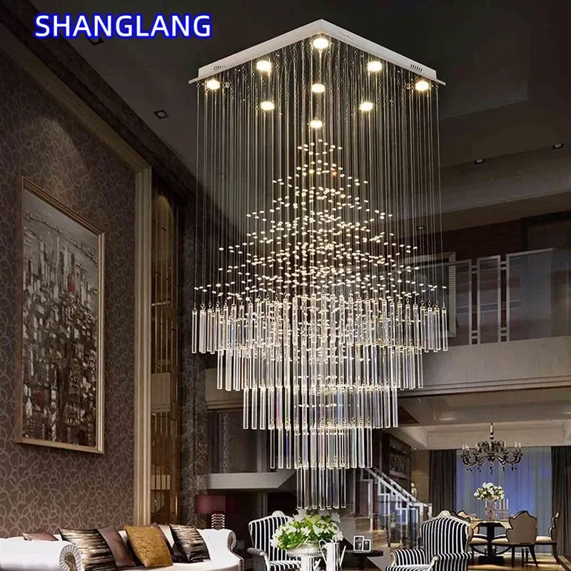 Modern Square Base Led Pendant Light Fixture for Living Room Decor Columnar Crystal Chandelier Stair Loft Luxury Hanging Lamp
Modern Square Base Led Pendant Light Fixture for Living Room Decor Columnar Crystal Chandelier Stair Loft Luxury Hanging Lamp