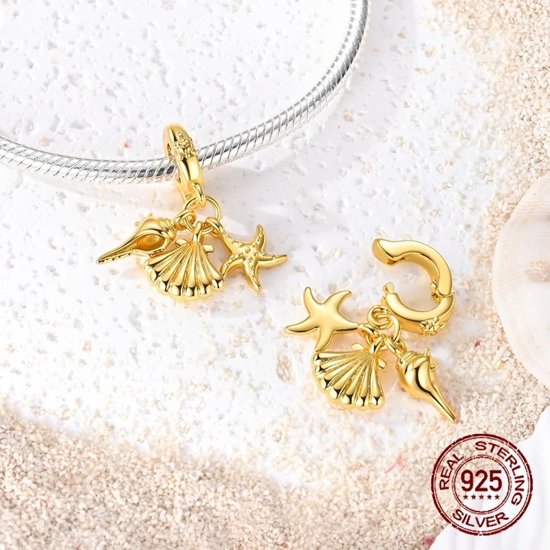 Starfish Seashell Conch Dangle Charm 925 Sterling Silver Bead Ocean Pendant Fit Bracelet Necklace DIY Jewelry Gift for Women
Starfish Seashell Conch Dangle Charm 925 Sterling Silver Bead Ocean Pendant Fit Bracelet Necklace DIY Jewelry Gift for Women