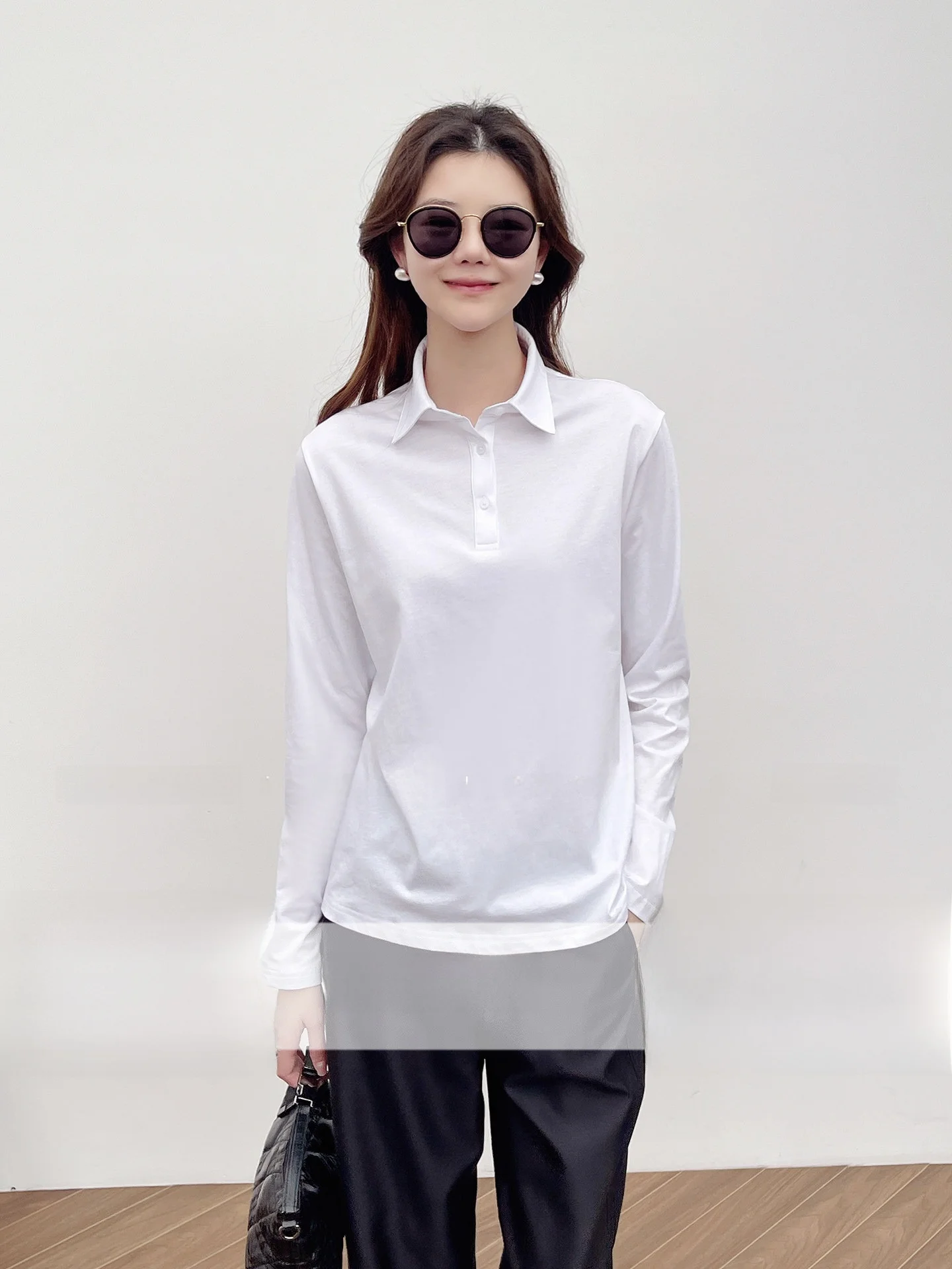 White Long Sve Collar T-irt Women's Classic Versatile ROW Sle Early Spring New Arrival Casual Cotton 00%
White Long Sve Collar T-irt Women's Classic Versatile ROW Sle Early Spring New Arrival Casual Cotton 00%
