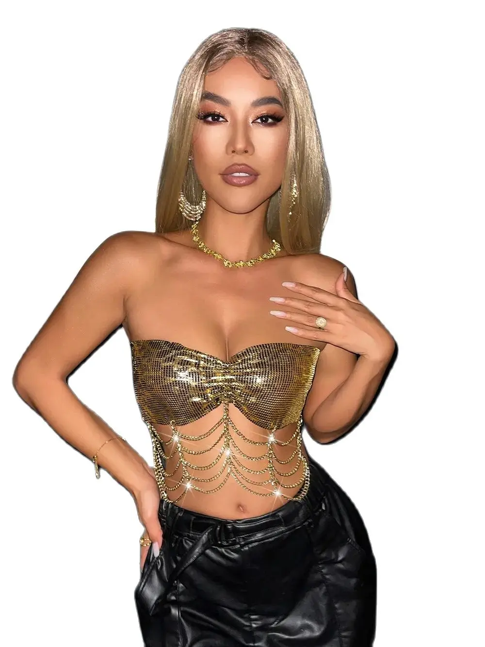 Sexy Bandage Bandage Design Tank Top Luxury Leopard Print Metal Chain Tassel Tube Tops Women Party Club Streetwear Crop Top
Sexy Bandage Bandage Design Tank Top Luxury Leopard Print Metal Chain Tassel Tube Tops Women Party Club Streetwear Crop Top