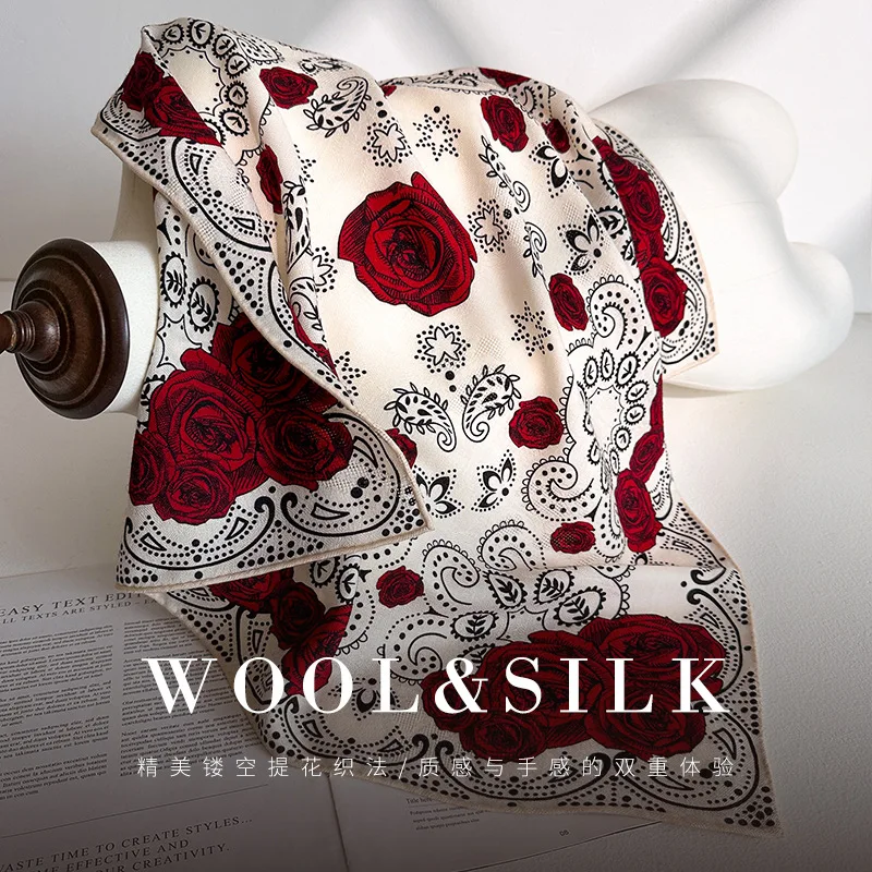 Wool Silk Square Scarf for Women 2026 Luxury Brand Red Rose Print Neck Scarves Neck Warmer Muffler Woman Accessory
Wool Silk Square Scarf for Women 2026 Luxury Brand Red Rose Print Neck Scarves Neck Warmer Muffler Woman Accessory