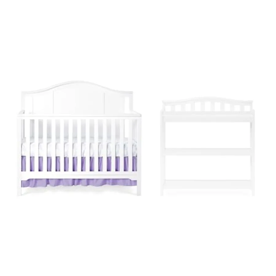 Hampton Arch Top Crib and Changing Table Nursery Set 2-Piece Matte White Grows with Your Baby 4-in-1 Convertible Crib and Chang
Hampton Arch Top Crib and Changing Table Nursery Set 2-Piece Matte White Grows with Your Baby 4-in-1 Convertible Crib and Chang