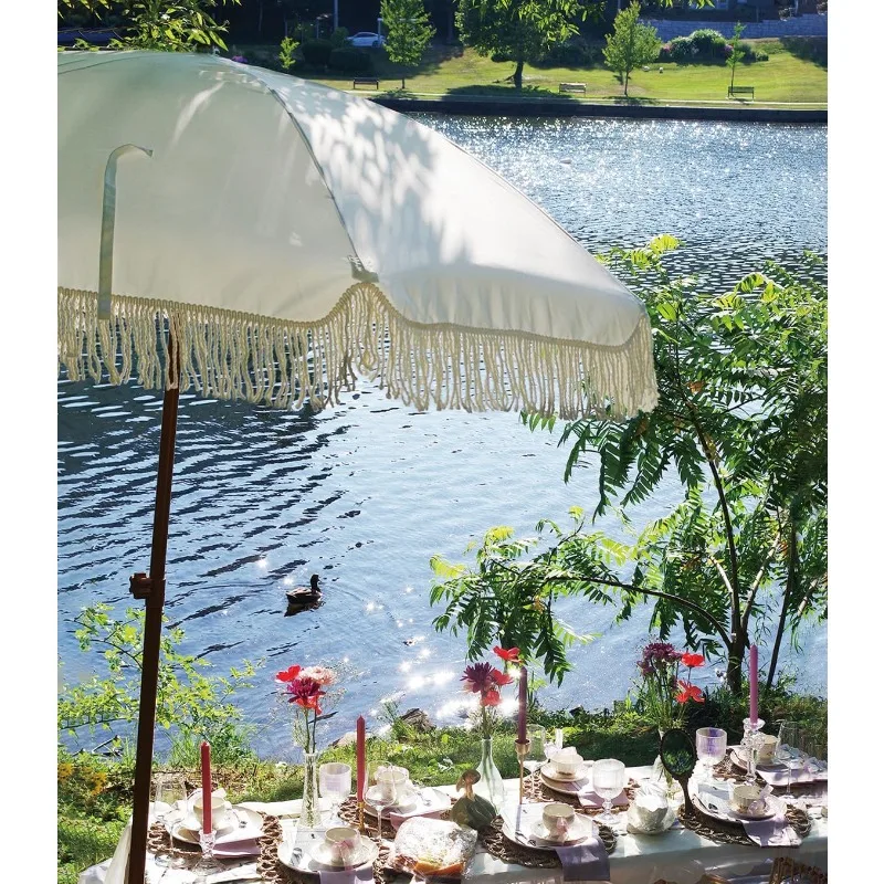 7ft Patio Umbrella with Fringe Outdoor Tassel Umbrella UPF50+ Premium Steel Pole and Ribs Push Button Tilt, White Cream
7ft Patio Umbrella with Fringe Outdoor Tassel Umbrella UPF50+ Premium Steel Pole and Ribs Push Button Tilt, White Cream