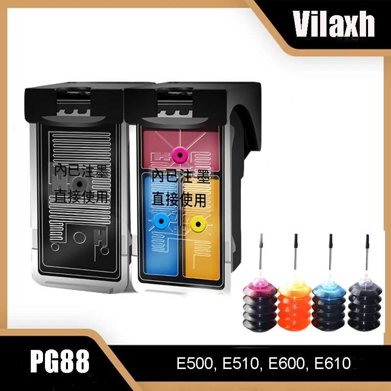 Совместимый с Vilaxh Заправляемый картридж для чернил PG88 CL98, стандартные совместимые принтеры для Canon E500, E510, E600, E610
Совместимый с Vilaxh Заправляемый картридж для чернил PG88 CL98, стандартные совместимые принтеры для Canon E500, E510, E600, E610