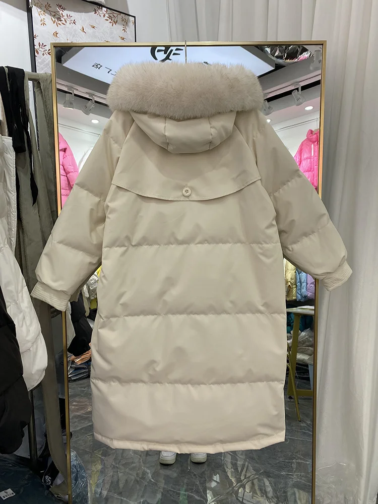 Winter 2023 Large Real Fox Fur New Women 90% White Duck Down Coat Hooded Long Puffer Jacket Female Casual Loose Parkas
Winter 2023 Large Real Fox Fur New Women 90% White Duck Down Coat Hooded Long Puffer Jacket Female Casual Loose Parkas