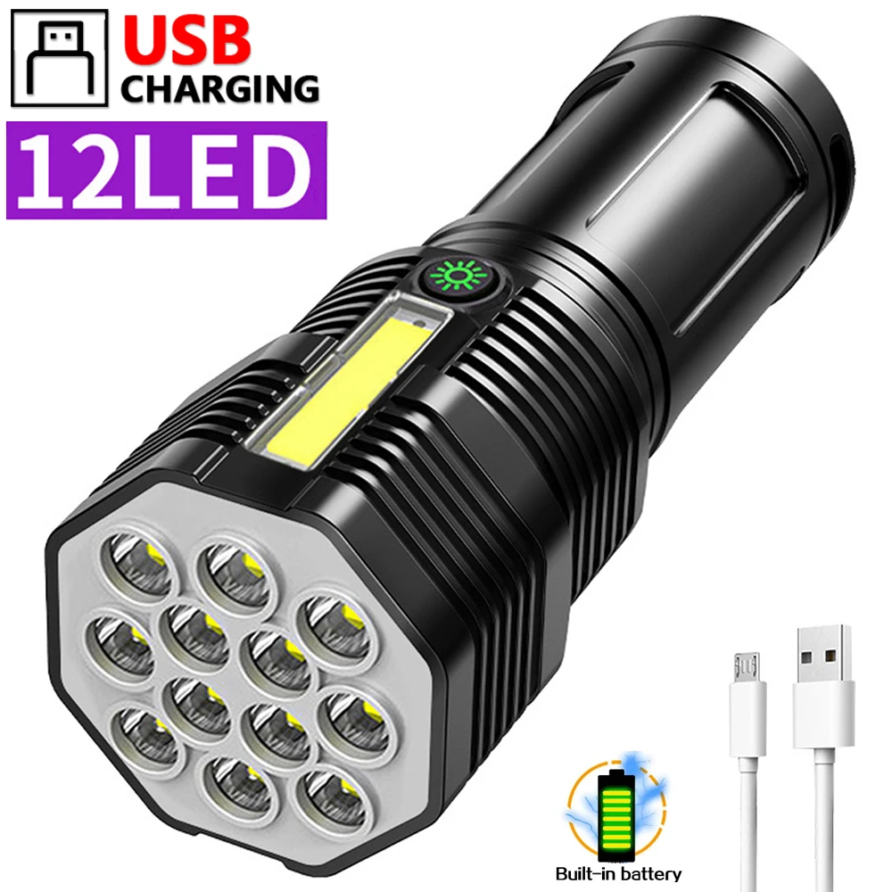 Powerful LED Tactical Flashlight USB Rechargeable Torch with COB Light 4 Modes Waterproof Hand Lamp Long Range Camping Lantern
Powerful LED Tactical Flashlight USB Rechargeable Torch with COB Light 4 Modes Waterproof Hand Lamp Long Range Camping Lantern