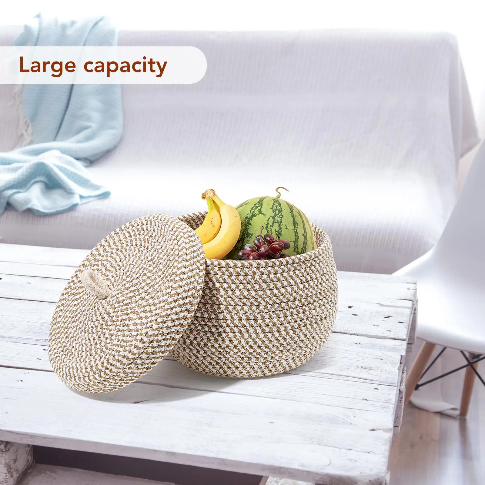 Cotton Rope Woven Storage Basket with Lid Nordic style Cotton Rope Egg basket multiuse Sundries container home Basket deco
Cotton Rope Woven Storage Basket with Lid Nordic style Cotton Rope Egg basket multiuse Sundries container home Basket deco
