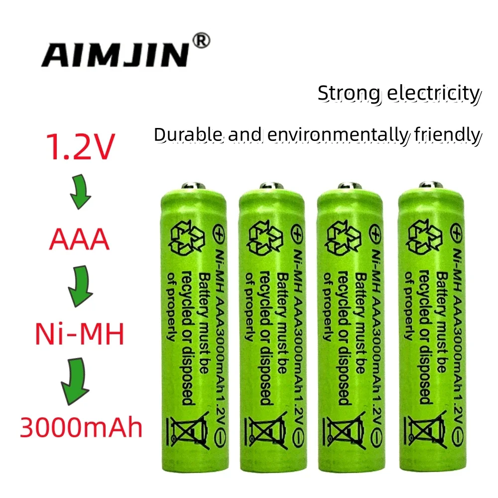 1.2V NI-MH 3000mAh AAA Rechargeable Battery For Electric Toothbrush Flashlight Mouse Clock Toy Keyboard Watch 3A Battery
1.2V NI-MH 3000mAh AAA Rechargeable Battery For Electric Toothbrush Flashlight Mouse Clock Toy Keyboard Watch 3A Battery