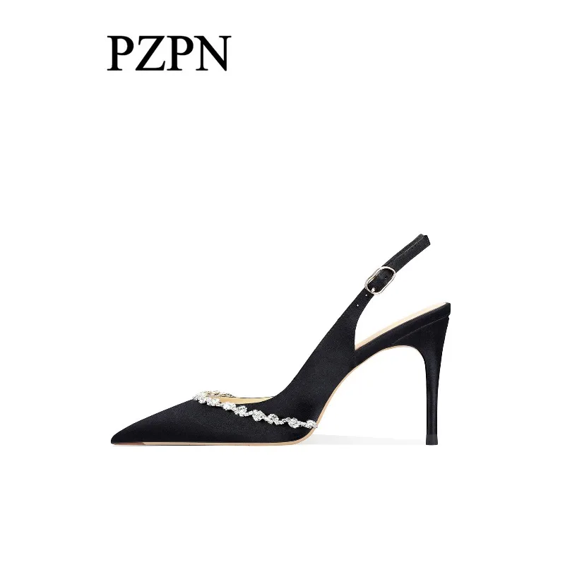 Black satin rhinestone high-heeled shoes for women, 2026 new model, pointed and slim single shoes, back hollow toe sandals
Black satin rhinestone high-heeled shoes for women, 2026 new model, pointed and slim single shoes, back hollow toe sandals