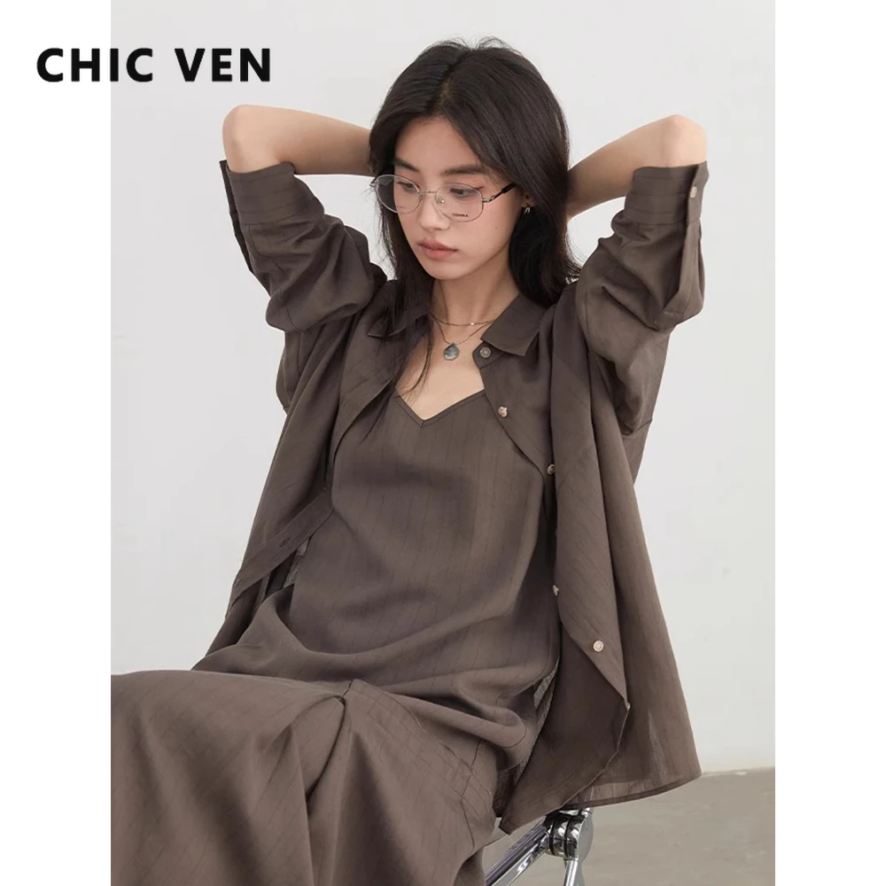 CHIC VEN Fashion Women Dress Sets Loose Casual Shirt Long Sleeve Blouses Female Camisole V-neck Dresses Spring Autumn 2025
CHIC VEN Fashion Women Dress Sets Loose Casual Shirt Long Sleeve Blouses Female Camisole V-neck Dresses Spring Autumn 2025