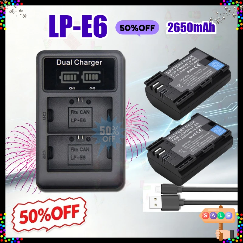 New 7.4V 2650mAh LP-E6 LPE6 Rechargeable Replacement Battery for Canon 5D4 5D2 70D 80D 90D 5D3 6D 6D2 60D High Quality Guarantee
New 7.4V 2650mAh LP-E6 LPE6 Rechargeable Replacement Battery for Canon 5D4 5D2 70D 80D 90D 5D3 6D 6D2 60D High Quality Guarantee
