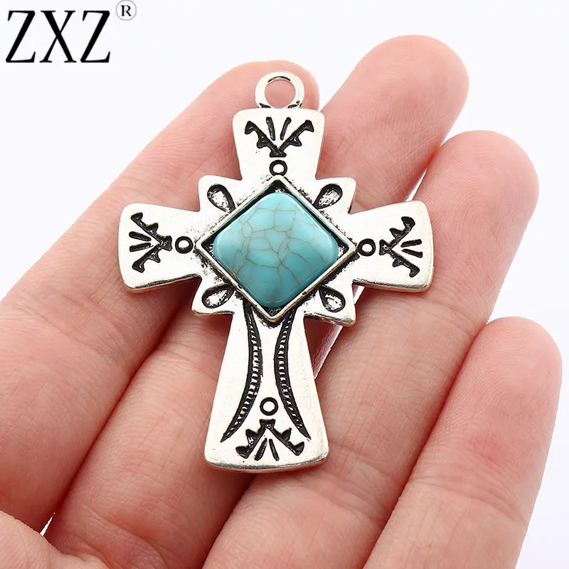 5pcs Tibetan Silver Imitation Turquoise Cross Crucifix Charms Pendants For DIY Necklace Jewelry Making Findings 50x37mm
5pcs Tibetan Silver Imitation Turquoise Cross Crucifix Charms Pendants For DIY Necklace Jewelry Making Findings 50x37mm