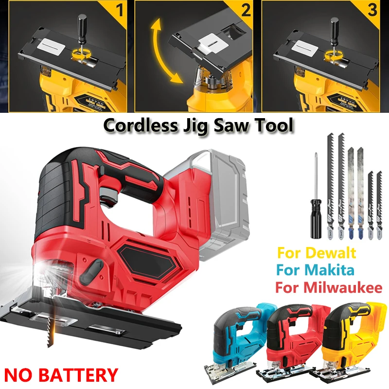 For Makita/Milwaukee/Dewalt 18V Li-ion Battery Cordless Jigsaw Motor Wood Metal Cutting LED Light with 3Position Orbital Setting 
For Makita/Milwaukee/Dewalt 18V Li-ion Battery Cordless Jigsaw Motor Wood Metal Cutting LED Light with 3Position Orbital Setting