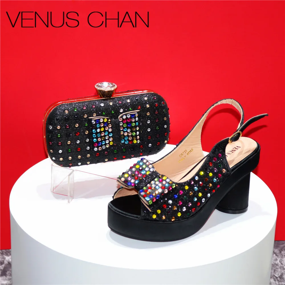 Black Color Crystal Decoration Style Round Heels Friends Party Shoes Nigerian Fashion Ladies Shoe And Bag For Wedding Party
Black Color Crystal Decoration Style Round Heels Friends Party Shoes Nigerian Fashion Ladies Shoe And Bag For Wedding Party
