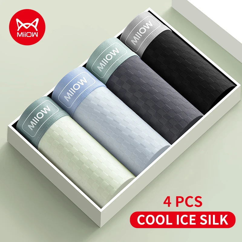 MiiOW, 4 шт., мужское нижнее белье из ледяного шелка, антибактериальные мужские боксеры, шелковистые дышащие мужские трусы, мужские боксеры и трусы 
MiiOW, 4 шт., мужское нижнее белье из ледяного шелка, антибактериальные мужские боксеры, шелковистые дышащие мужские трусы, мужские боксеры и трусы