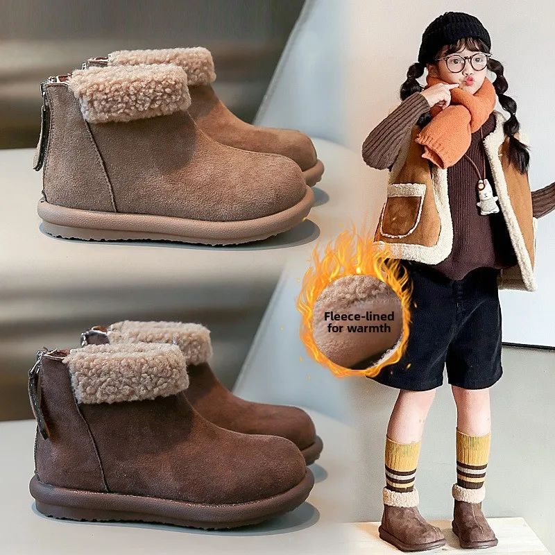 2025 Autumn Winter New Girls' Snow Boots Fleece Lined Fashionable Leather Ankle Boots Stylish Warm Kids' Short Boots
2025 Autumn Winter New Girls' Snow Boots Fleece Lined Fashionable Leather Ankle Boots Stylish Warm Kids' Short Boots