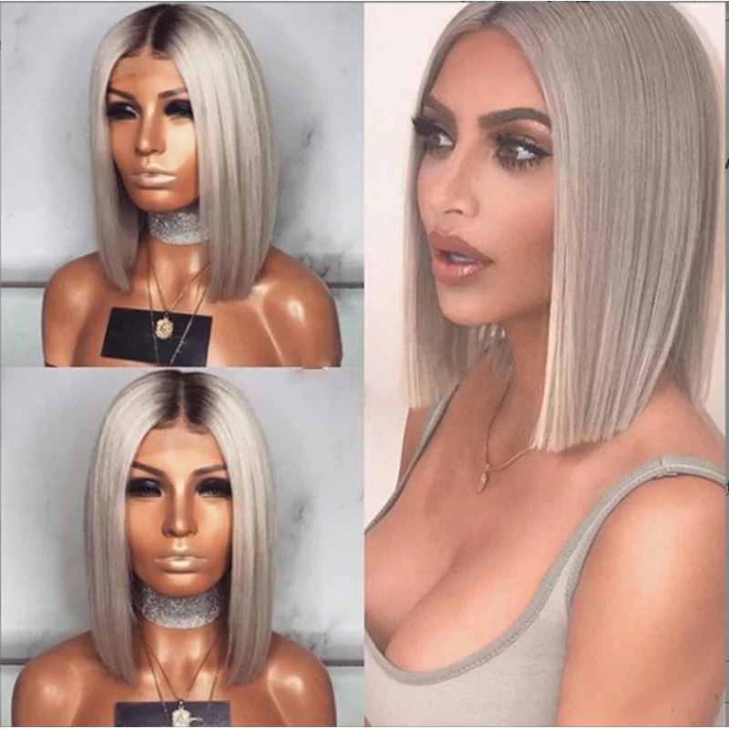 European American women's wig, black and gray mixed color, middle-parted bob with inward curls, medium-length straight hair
European American women's wig, black and gray mixed color, middle-parted bob with inward curls, medium-length straight hair