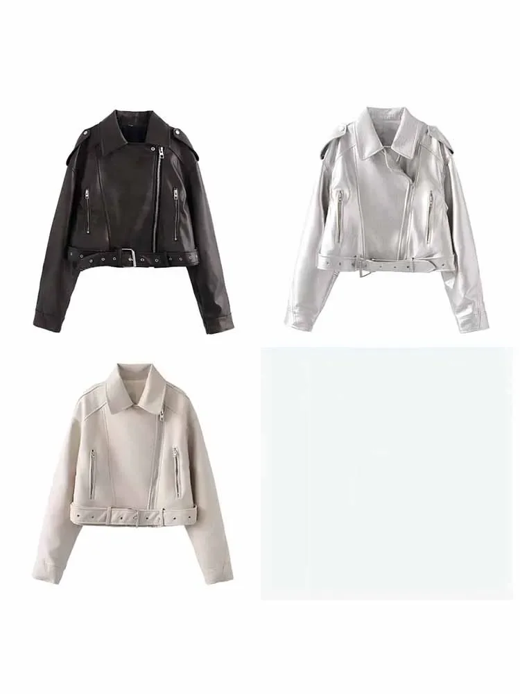 Women's 2024 new Fashion With belt casual short Faux Leather jacket coat retro long sleeved zipper pocket women's coat chic top
Women's 2024 new Fashion With belt casual short Faux Leather jacket coat retro long sleeved zipper pocket women's coat chic top