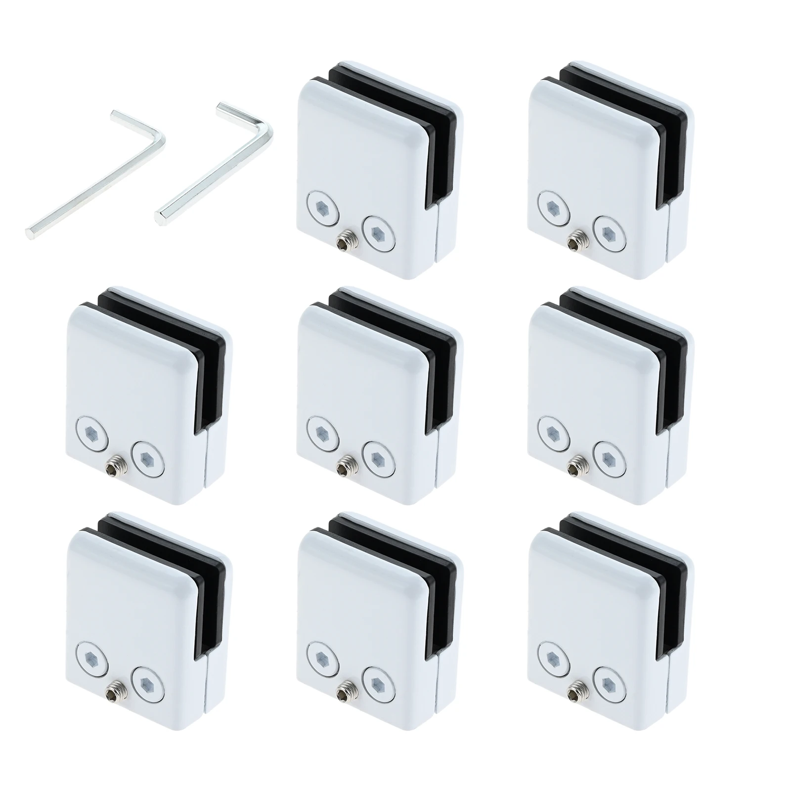 8Pcs Black/White Square Glass Clamps for 8-10MM Stainless Steel Glass Clip Flat Back Bracket Shelf Clamp Holder Hex Screwdriver
8Pcs Black/White Square Glass Clamps for 8-10MM Stainless Steel Glass Clip Flat Back Bracket Shelf Clamp Holder Hex Screwdriver