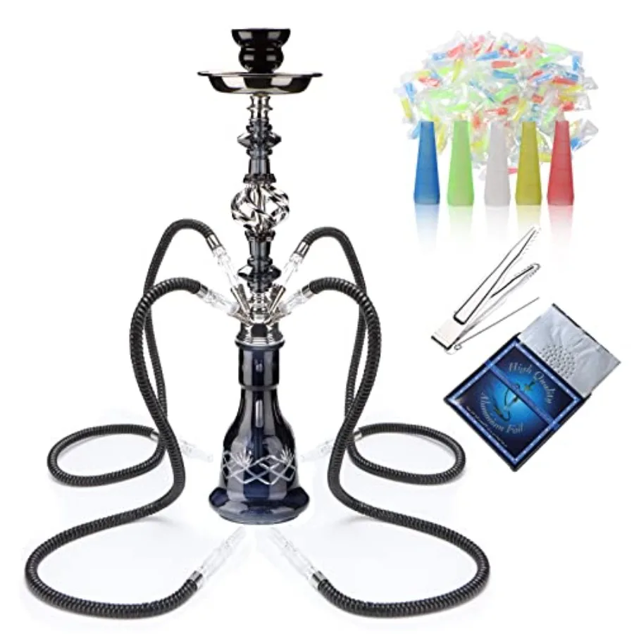 Hookah Set With Everything 4 Hose - 22 Premium Hookah Shisha set with Glass Vase, Ceramic Bowl and Coal Tongs Ashtray
Hookah Set With Everything 4 Hose - 22 Premium Hookah Shisha set with Glass Vase, Ceramic Bowl and Coal Tongs Ashtray