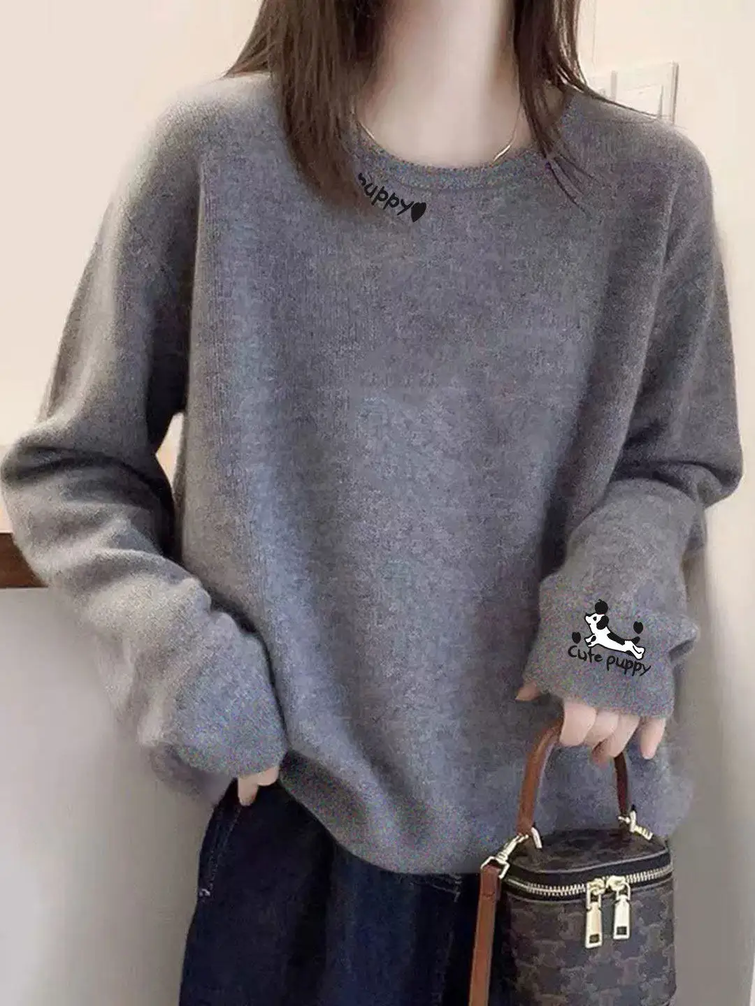 Gray Thickened Long Sleeve round Neck T-Shirt Women's Autumn Winter Fashion Lazy Style Loose Base Shirt Top Korean Version
Gray Thickened Long Sleeve round Neck T-Shirt Women's Autumn Winter Fashion Lazy Style Loose Base Shirt Top Korean Version