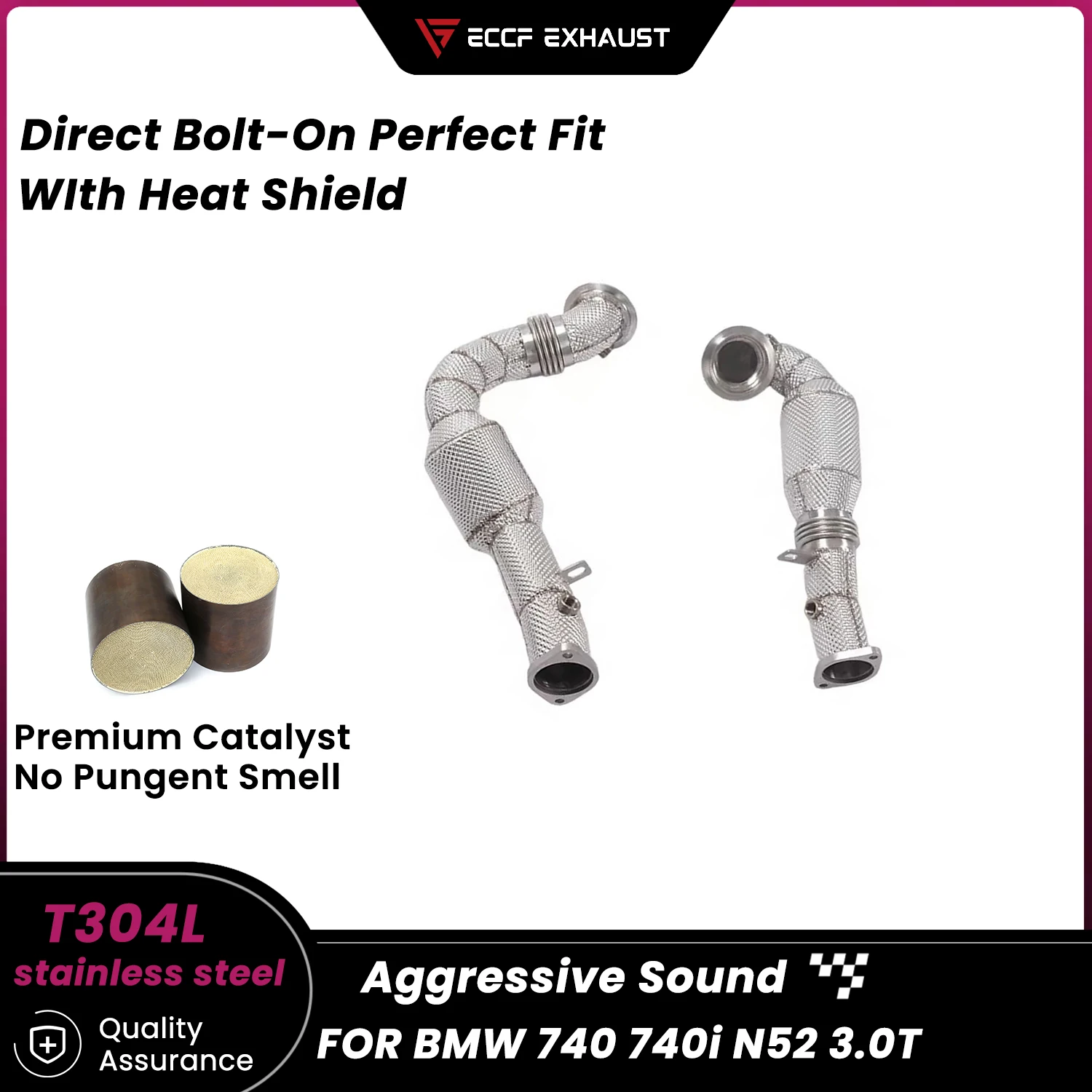 Sporty Downpipe With Heat Shield For BMW 740 740i N52 3.0T Aggressive Exhaust Sound High Flow Easy Installation
Sporty Downpipe With Heat Shield For BMW 740 740i N52 3.0T Aggressive Exhaust Sound High Flow Easy Installation