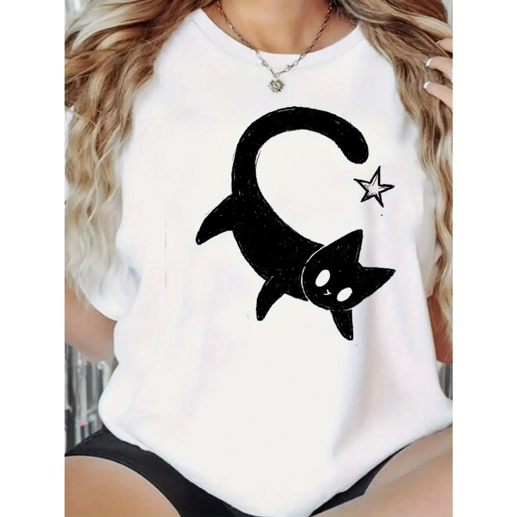 Minimalist Black Cat Graphic T-Shirt Women’s Casual Cotton Tee for Pet Lovers, Summer Outfit or Gift Idea
Minimalist Black Cat Graphic T-Shirt Women’s Casual Cotton Tee for Pet Lovers, Summer Outfit or Gift Idea