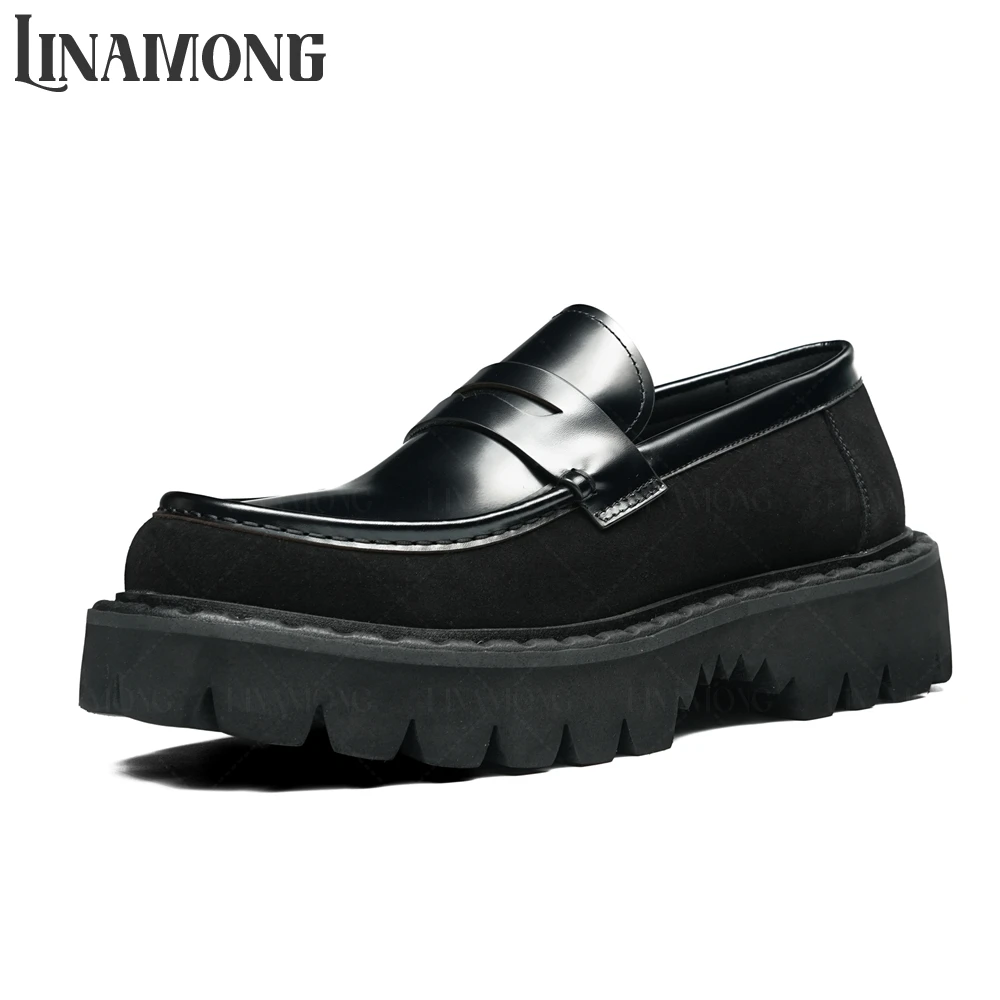 Black Glossy Leather Loafers Elegant Style Round Toe Business Dress Shoes Designer Slip-On Thick Rubber Sole Men's Leather Shoes
Black Glossy Leather Loafers Elegant Style Round Toe Business Dress Shoes Designer Slip-On Thick Rubber Sole Men's Leather Shoes