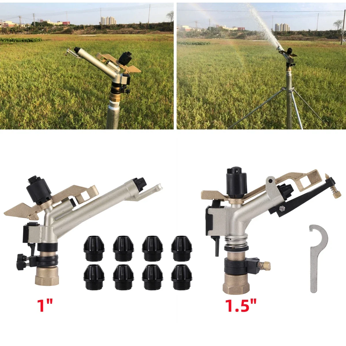 1"&1.5" Female Thread Adjustable 360 Degree Rotating Automatic Watering Lawn Garden Metal Rocker Gun Long Range Big Covering 1Pc
1"&1.5" Female Thread Adjustable 360 Degree Rotating Automatic Watering Lawn Garden Metal Rocker Gun Long Range Big Covering 1Pc