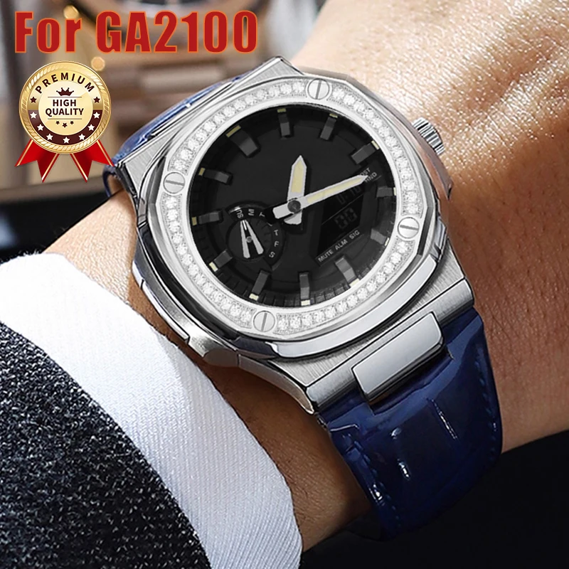 Роскошный комплект модификации корпуса с бриллиантами для GA2100, металлический корпус, кожаный ремешок для GA2100, сменные аксессуары, комплект DIY Mod
Роскошный комплект модификации корпуса с бриллиантами для GA2100, металлический корпус, кожаный ремешок для GA2100, сменные аксессуары, комплект DIY Mod