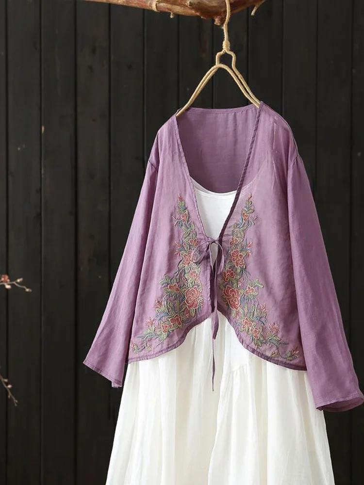 Original Ethnic Embroidered Cotton Linen Open Cardigan Women's Summer Loose Long Sleeve Sun Protection Short Thin Outer Shawl
Original Ethnic Embroidered Cotton Linen Open Cardigan Women's Summer Loose Long Sleeve Sun Protection Short Thin Outer Shawl