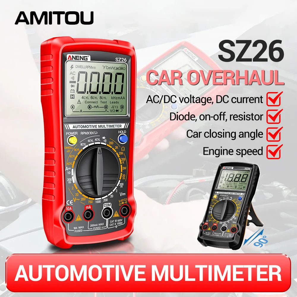 AMITOU SZ26 Мультиметр 1999 г., интеллектуальный ток постоянного тока, напряжение переменного/постоянного тока, высокая точность, мультиметр для капитального ремонта автомобиля, тестер сопротивления диодов
AMITOU SZ26 Мультиметр 1999 г., интеллектуальный ток постоянного тока, напряжение переменного/постоянного тока, высокая точность, мультиметр для капитального ремонта автомобиля, тестер сопротивления диодов