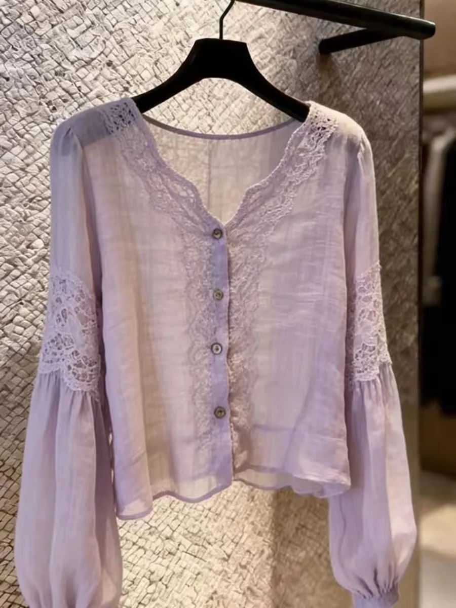 Spring Summer Women's Slimming Lace Splice Lantern Sleeve Open Cardigan Commute Style Loose Fit Long Sleeve Breathable Shirt
Spring Summer Women's Slimming Lace Splice Lantern Sleeve Open Cardigan Commute Style Loose Fit Long Sleeve Breathable Shirt