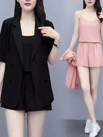 plus Size Women's Suiting Set High Waist Short Pants Tank Top Three Piece Set Korean Style Commute Loose Fit Summer
plus Size Women's Suiting Set High Waist Short Pants Tank Top Three Piece Set Korean Style Commute Loose Fit Summer
