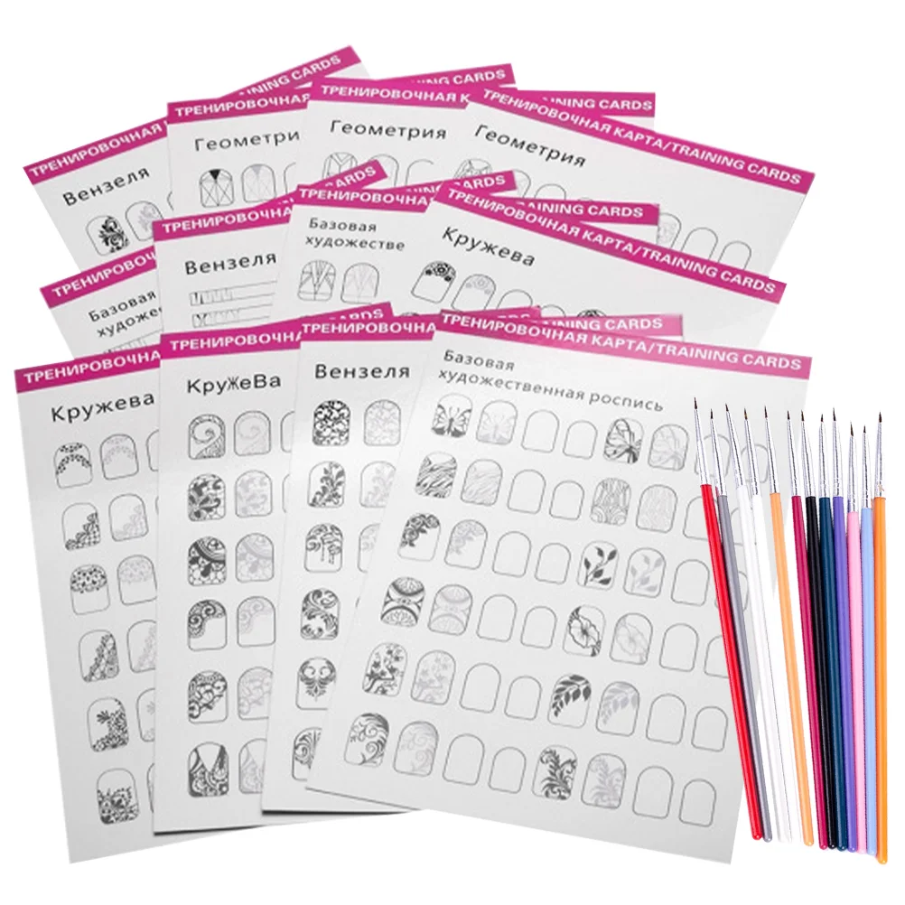 Manicure Exercise Book Nail Templates Practice Kit Liner Pen Suite and Training Flower Pens for Beginner Wooden Drawing
Manicure Exercise Book Nail Templates Practice Kit Liner Pen Suite and Training Flower Pens for Beginner Wooden Drawing