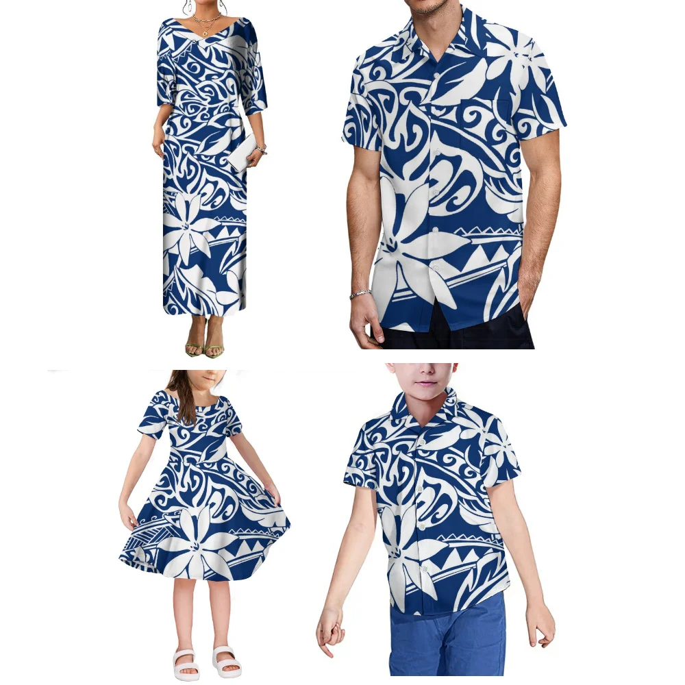 Summer Short-Sleeved Loose Dress, Polynesian Family Men'S Shirt, Floral Print Custom Dinner Party Four-Piece Set
Summer Short-Sleeved Loose Dress, Polynesian Family Men'S Shirt, Floral Print Custom Dinner Party Four-Piece Set
