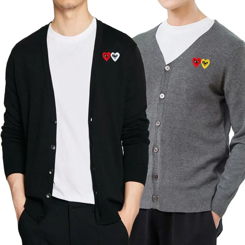 Break Egg Men Cardigan Cotton Double Color Heart Glasses Embroidery V-neck Single-breasted Spring Autumn Casual Fit Sweater
Break Egg Men Cardigan Cotton Double Color Heart Glasses Embroidery V-neck Single-breasted Spring Autumn Casual Fit Sweater