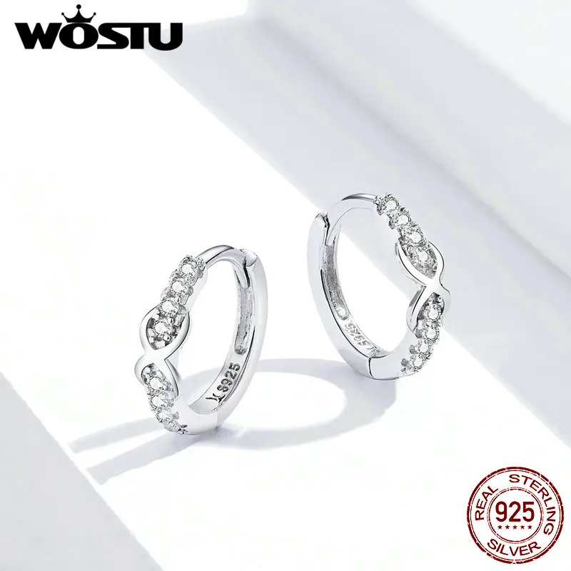Женские серьги-кольца WOSTU Infinity Love, Круглый фианит из настоящего серебра 925 пробы, ювелирные изделия для свадебной вечеринки, FIE872
Женские серьги-кольца WOSTU Infinity Love, Круглый фианит из настоящего серебра 925 пробы, ювелирные изделия для свадебной вечеринки, FIE872