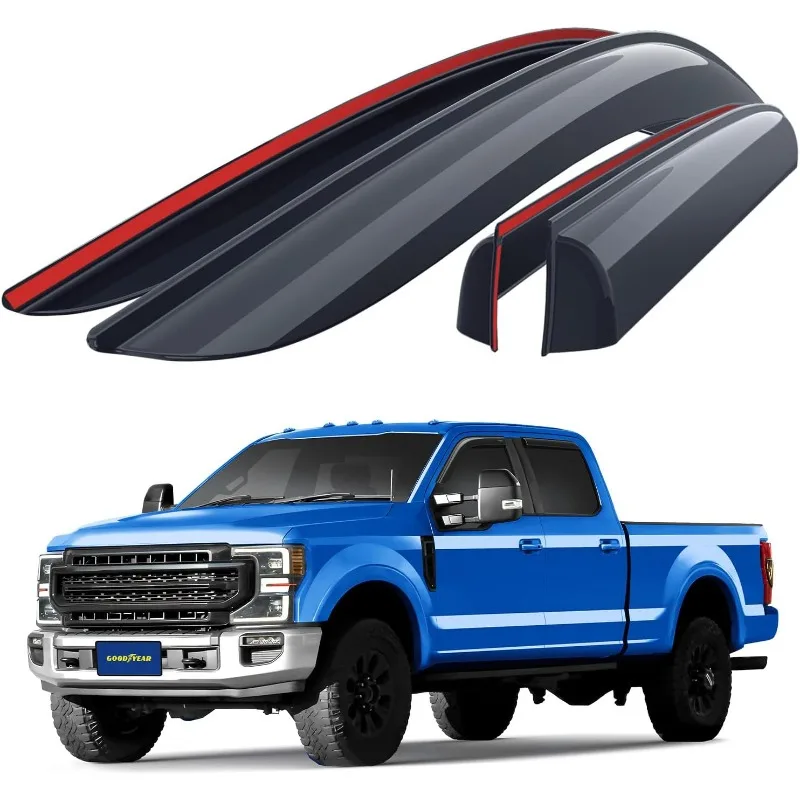 Небьющиеся дефлекторы окон Goodyear для Ford F250 to F550 Super Duty 2017-2025, защита от дождя на ленте
Небьющиеся дефлекторы окон Goodyear для Ford F250 to F550 Super Duty 2017-2025, защита от дождя на ленте