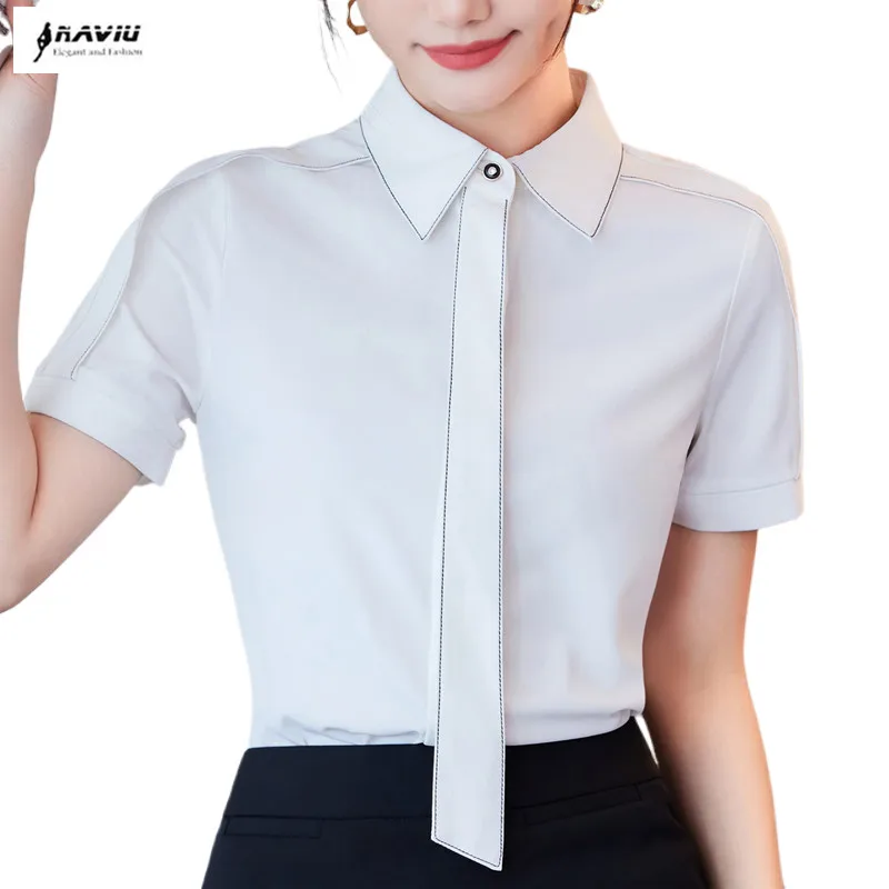 NAVIU White Shirt For Women New Summer Professional Temprament Fashion Short Sleeve Formal Blouses Black Office Lady Work Tops
NAVIU White Shirt For Women New Summer Professional Temprament Fashion Short Sleeve Formal Blouses Black Office Lady Work Tops