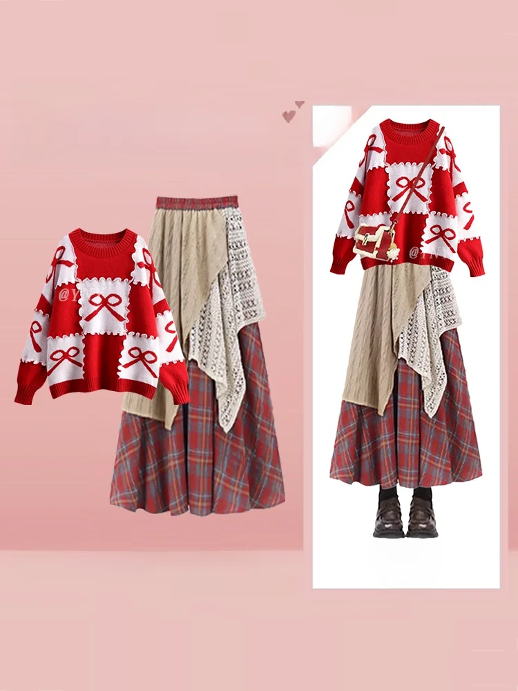 Красный клетчатый свитер и комплект юбки, женский модный осенне-зимний комплект из двух предметов, нежный сарафан, новогодний наряд
Красный клетчатый свитер и комплект юбки, женский модный осенне-зимний комплект из двух предметов, нежный сарафан, новогодний наряд
