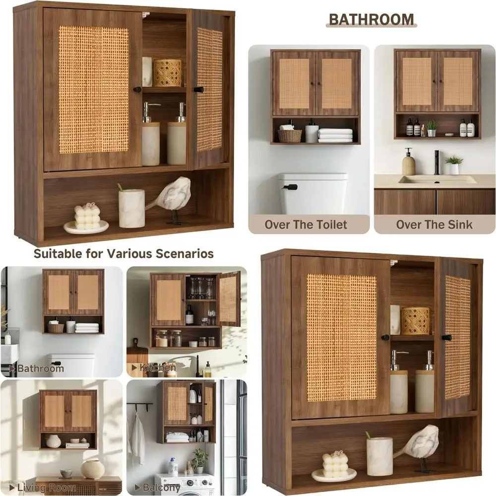 Over-the-Toilet 3-Tier Wall Cabinet with Double Doors for Boho Chic Bathroom and Kitchen Storage
Over-the-Toilet 3-Tier Wall Cabinet with Double Doors for Boho Chic Bathroom and Kitchen Storage