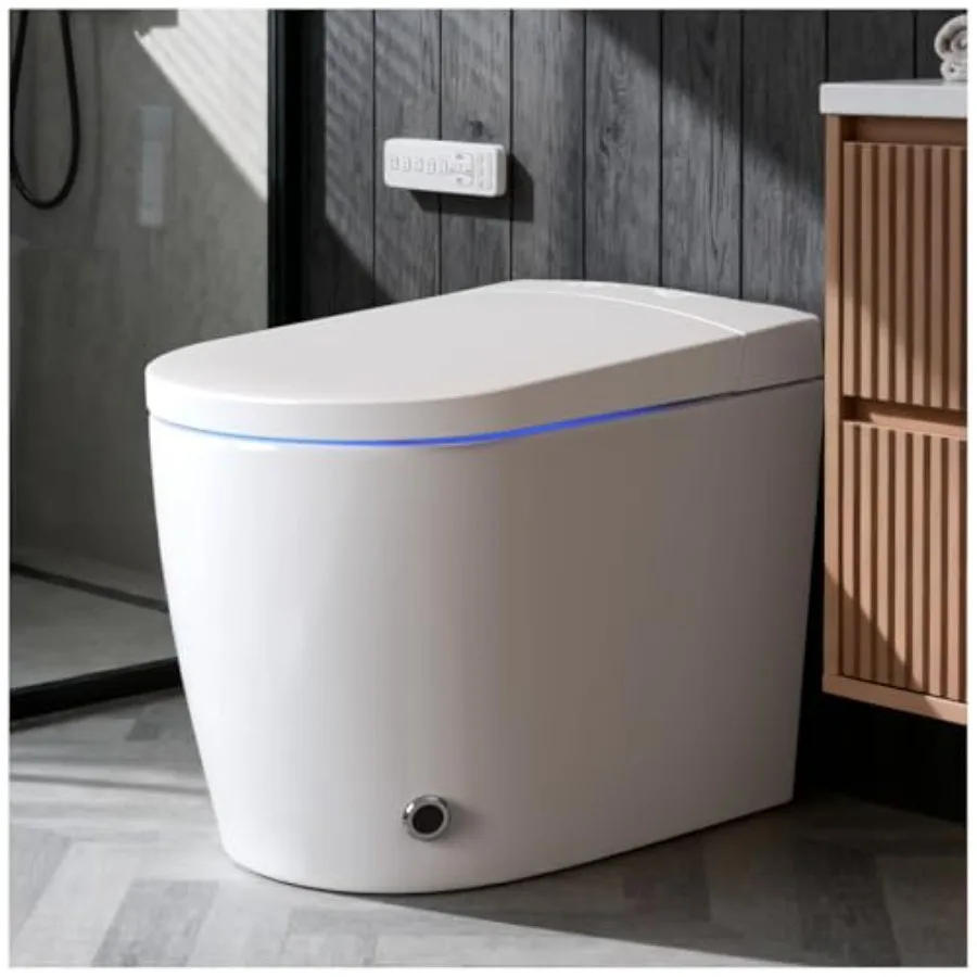 Smart compact toilet for small bathroom: ceramic, white, 23 depth with auto open/close lid, foot sensor flush, heated seat, war
Smart compact toilet for small bathroom: ceramic, white, 23 depth with auto open/close lid, foot sensor flush, heated seat, war