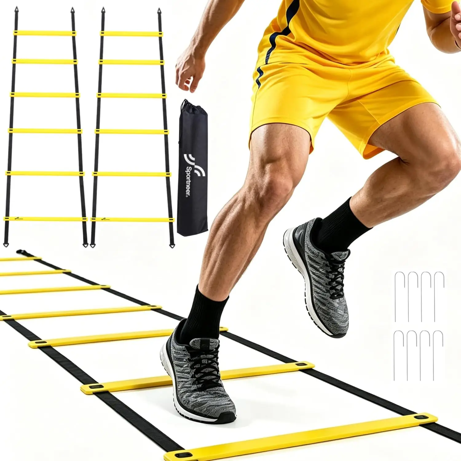 Agility Ladder Speed Training Set 12 Rungs 20ft Detachable 2-Pack with Carry Bag for Soccer Football Footwork
Agility Ladder Speed Training Set 12 Rungs 20ft Detachable 2-Pack with Carry Bag for Soccer Football Footwork